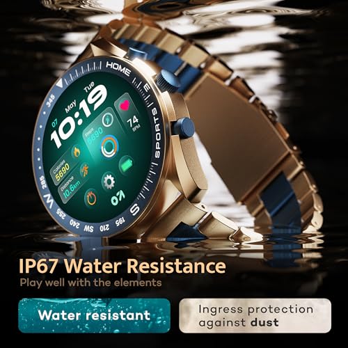 GOBOULT Mirage Smart Watch 1.39''HD Screen, Bluetooth Calling, IP67, Zinc Alloy Frame, 500 Nits Brightness, AI Voice Assistant, SpO2 Monitoring, 120+ Sports Mode (Amber Blue)