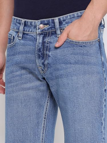 GUESS Sonny Blue Solid Mid Rise Regular Fit Denim Shorts