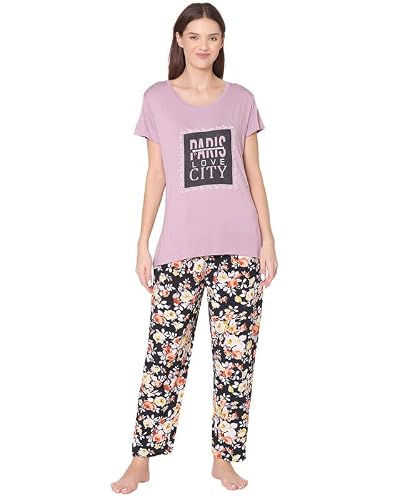 BODYCARE Womens Modal Spandex Printed Tshirt & Pyjama Set BSLS14006-XXL