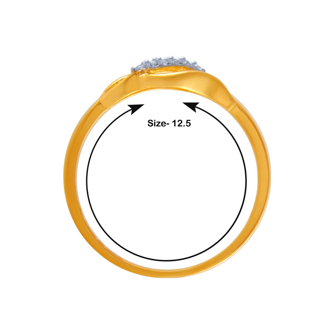 P.C. Chandra Jewellers Women's Metal Yellow-Gold 14k (585) Yellow Gold and American Diamond Ring - 0.978 Grams