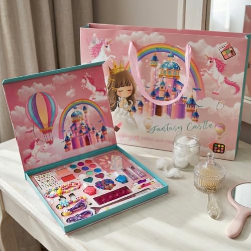 VikriDA Big Size Kids Washable Makeup Kit, Fold Our Makeup Palette with Mirror, Make Up Toy Cosmetic Kit Gifts for Girls - Safety Tested- Non Toxic