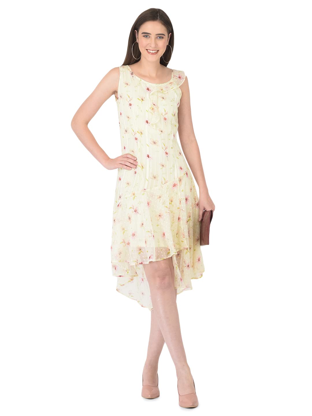 Latin Quarters® Yellow Sleeveless Printed Dress