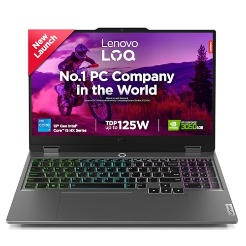 Lenovo LOQ 2024 13Th Gen Intel Core I5-13450HX | NVIDIA RTX 3050 6GB (16GB RAM/512GB SSD/15.6" (39.6Cm)/Windows 11/Office Home 2024/100% Srgb/3 Mon. Game Pass/Grey/2.4Kg), 83DV00XCIN Gaming Laptop