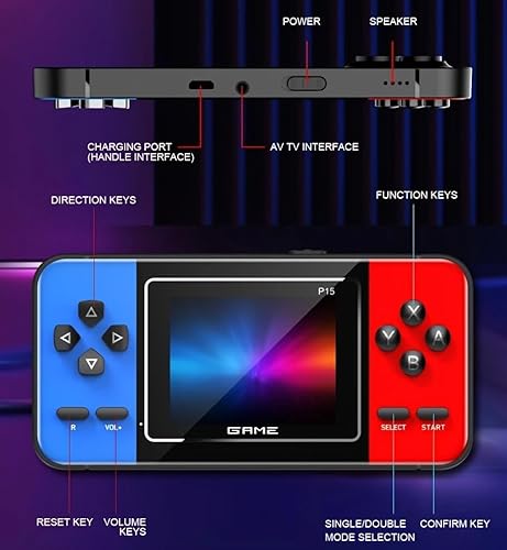 New World P15 Handheld Video Game Set for Kids,Retro Video Games Console, Retro Game Box with TV Game Support (Random Colour)