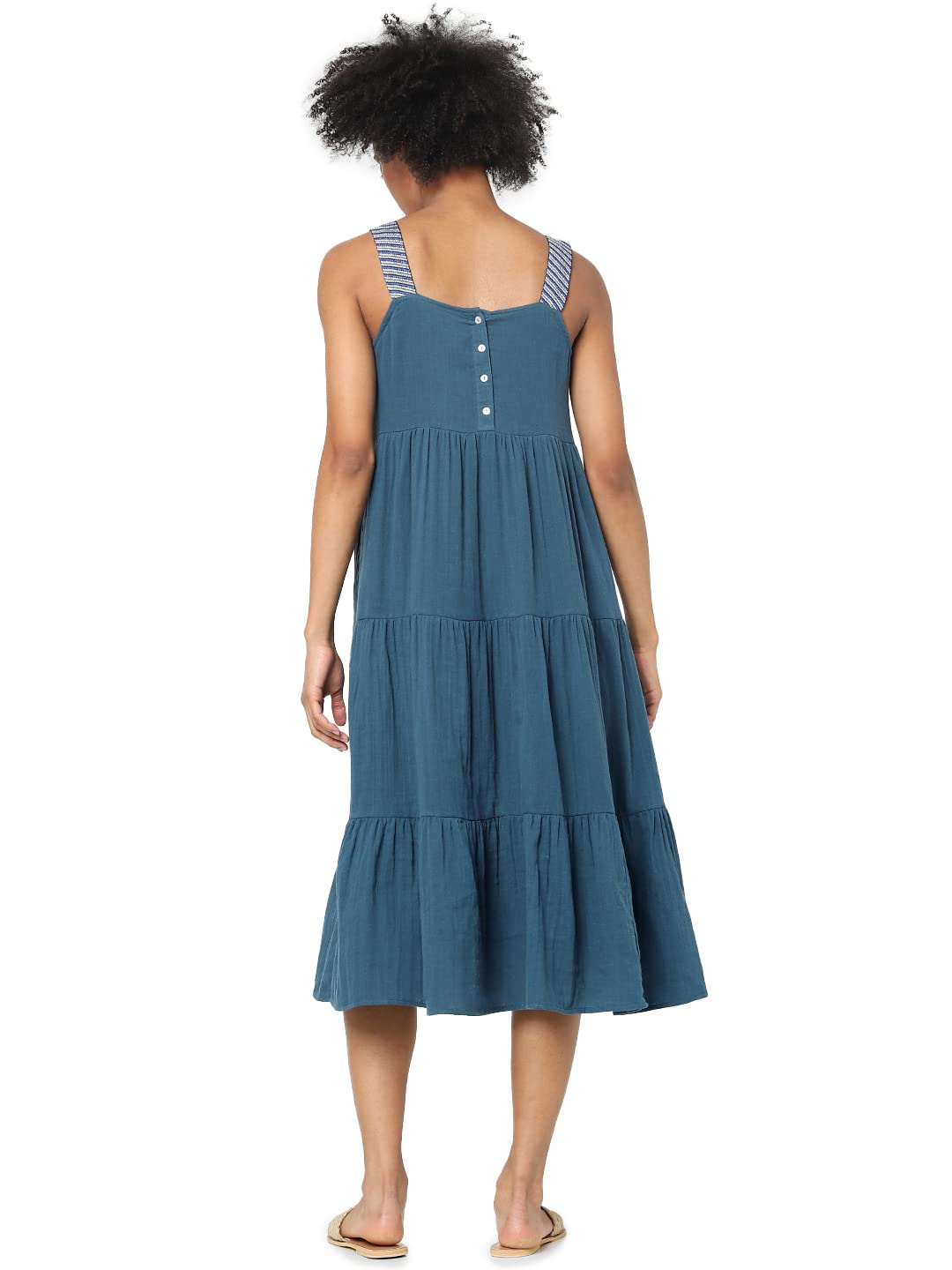 Only Women's Cotton Fit and Flare Maxi Dress (15270746-Majolica Blue_Majolica 38)