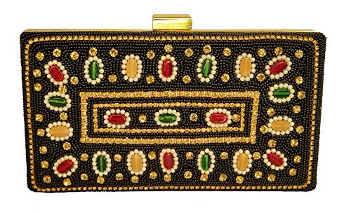 DUCHESS Women and Girls Embroidered Black Clutch