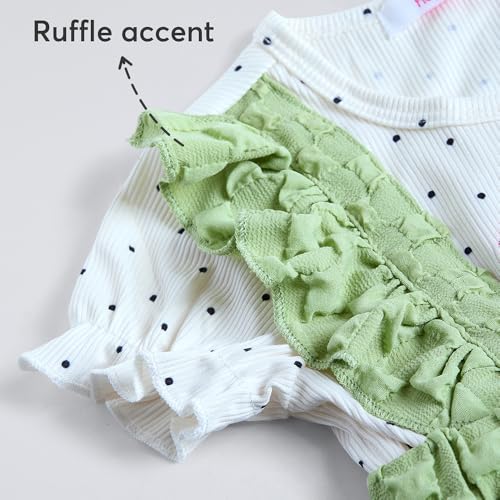 Hopscotch Girls Short Sleeves White Heart Embroidered Bodysuit For Ages (9-12 Months)