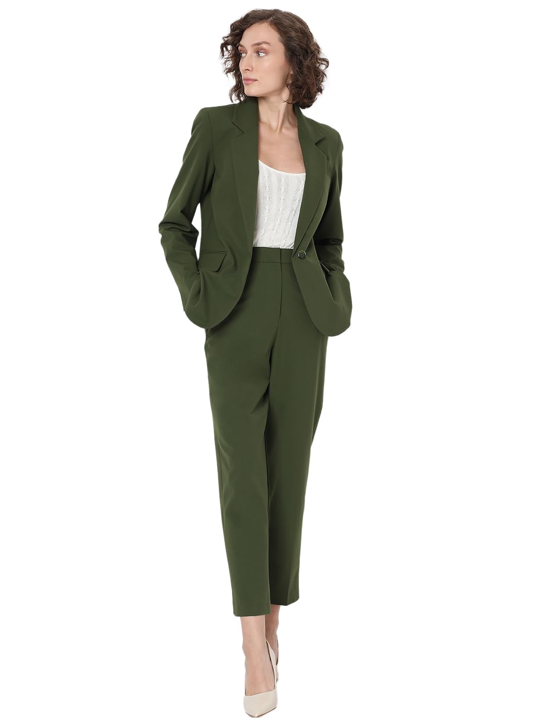VERO MODA Womens Regular Fit Green Blazer