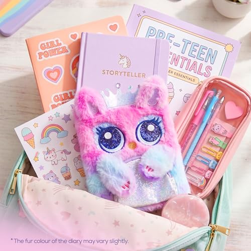 Princess by RENEE Dear Diary Makeup Kit For Kids & Preteens | With 8 Eyeshadows, 2 Blushers, 2 Lipsticks, 2 Lip Gloss Solid, 2 Glitter Gels, 3 Brushes | Dermatologically Tested, Easy To Wash | 1 Unit