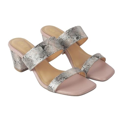 tresmode Rentu Champagne Women's Dress Block Heel Sandals in Size 8 UK / 41 EU