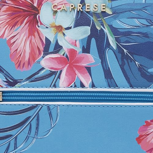 Caprese Renee Casual Backpack, Medium | Stylish Floral Priny Backpack for Women with Adjustable Shoulder Strap & Secure Zip Closure | for Everyday Outings and Travel | The Kiara Collection (Blue)