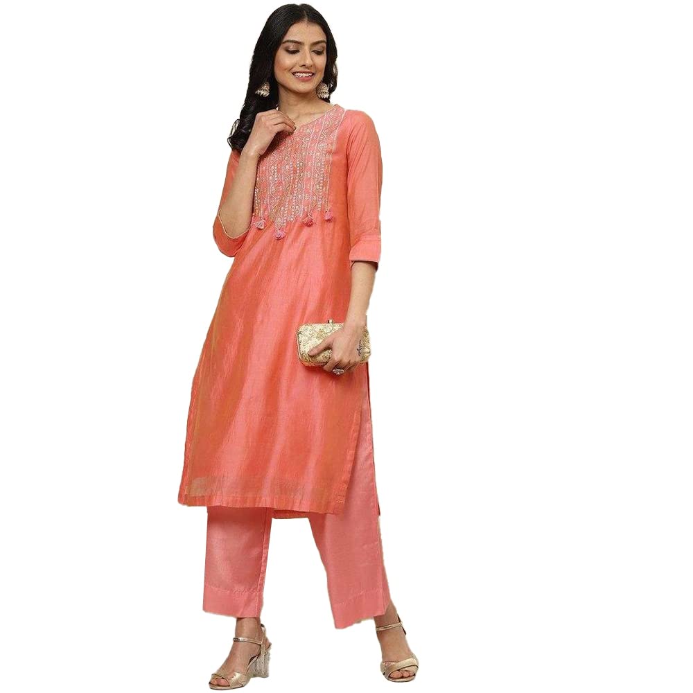 BIBA Polyester Woven Womens Palazzo (Pink,Large)