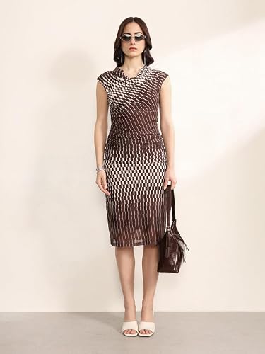 Kazo Fractal Midi Dress (Brown S)
