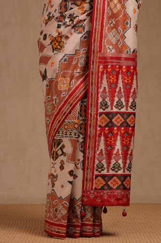 Soch Womens Multicolour Dola Silk Ethnic Motifs Saree With Stone Work