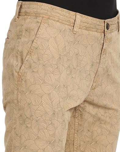 Indian Terrain Men Printed Cotton Shorts Khaki