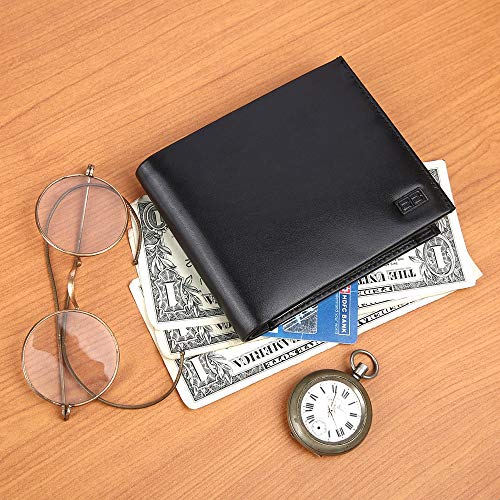 Brooklyn Bridge Genuine Leather RFID Blocking Slim Bifold Wallet for Men – Coin Pocket, ID Window & Multiple Card Slots | Anti-Theft Travel Wallet | Gift for Him