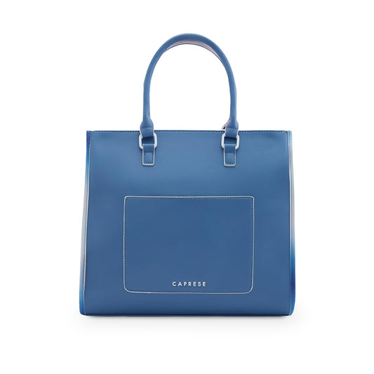 Caprese Vivian Tote Medium Blue Bag for Women|Adjustable & Detachable, Stylish, Durable, Multi-Compartment Design for Work, Travel, Shopping with Back Zip| Large Capacity, Comfortable Straps.
