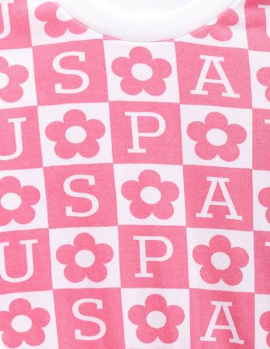 U.S. POLO ASSN. Girls Brand Print Cotton T-Shirt Pink
