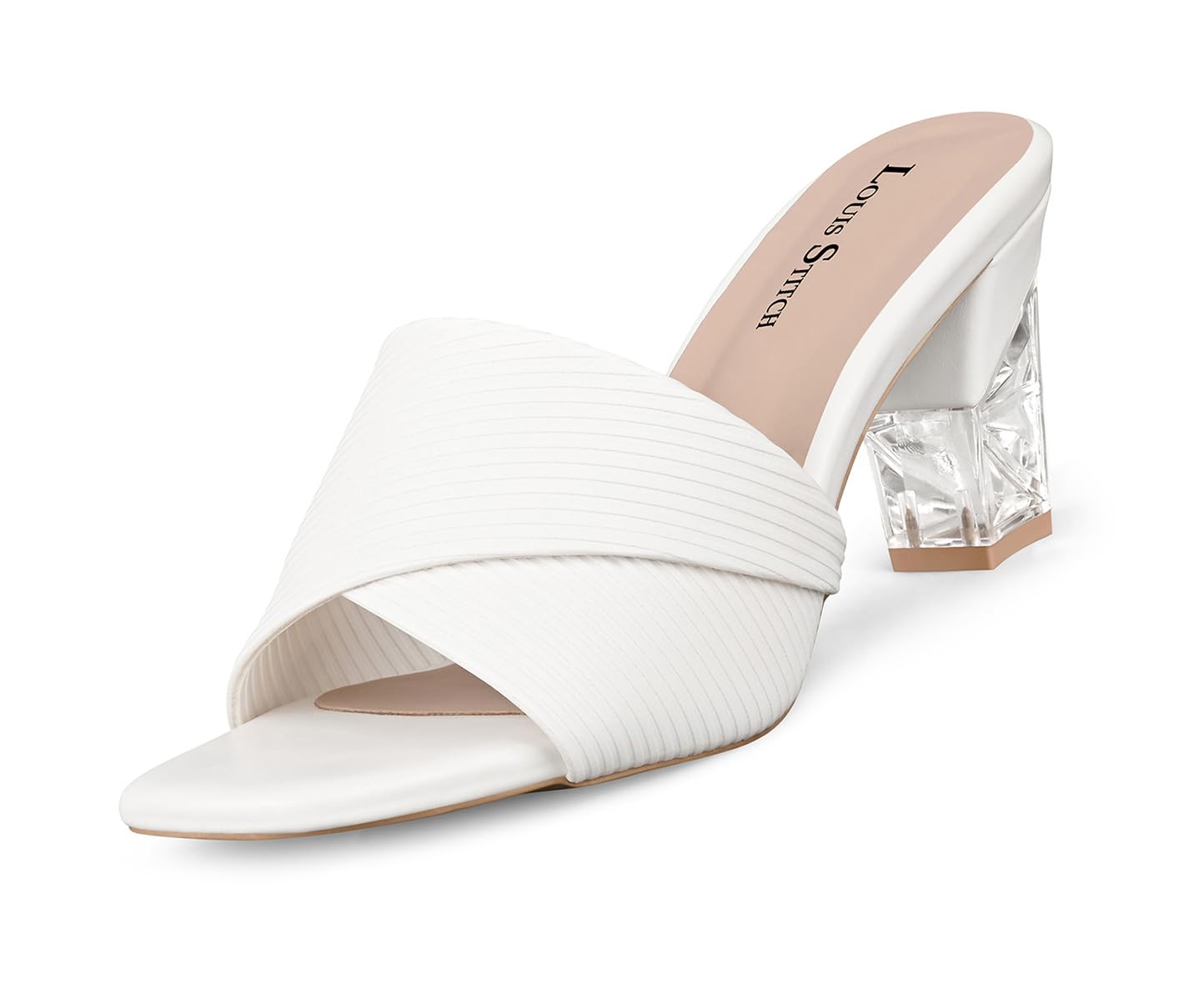 LOUIS STITCH Women’s White Block Heel Sandals | Comfortable Sandal for Ladies | LSOF-LDBH-TXMUWH |