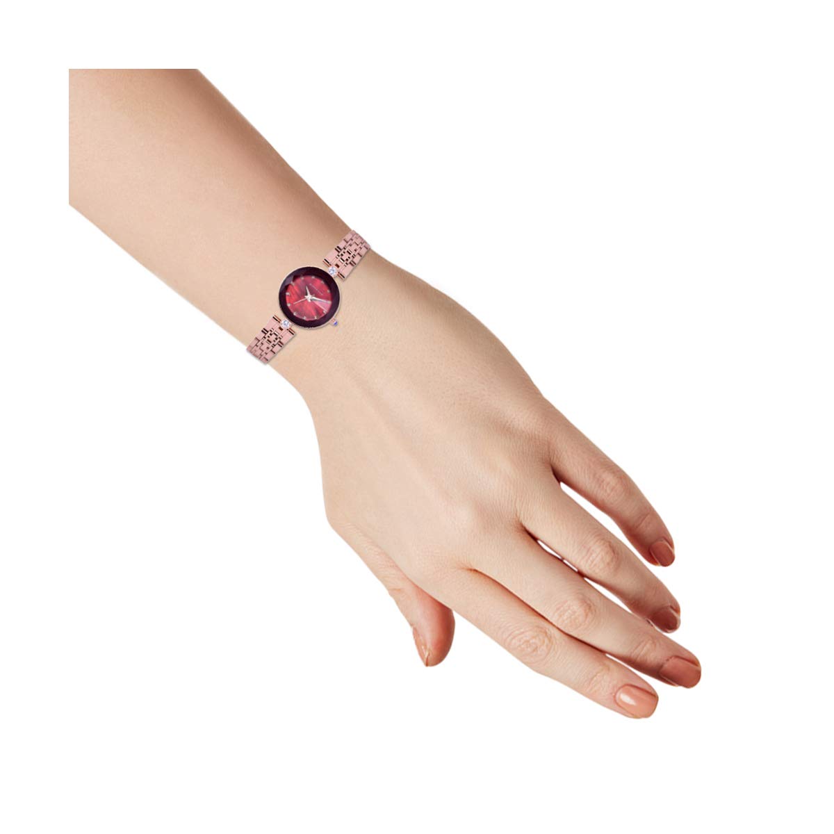 Giordano Eleganza Collection Round Analog Watch for Women, Diamond-Set with Metal Strap Ladies Water Resistant Wrist Watch - GZ-60014