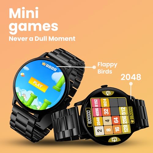 GOBOULT Dire Smartwatch: 1.38'' 2.5D Curved HD Display, BT Calling, 500 Nits Brightness, IP67, 250+ Watchfaces, 120+ Sports Modes, AI Voice Assistant, SpO2 Monitoring (Jet Black)