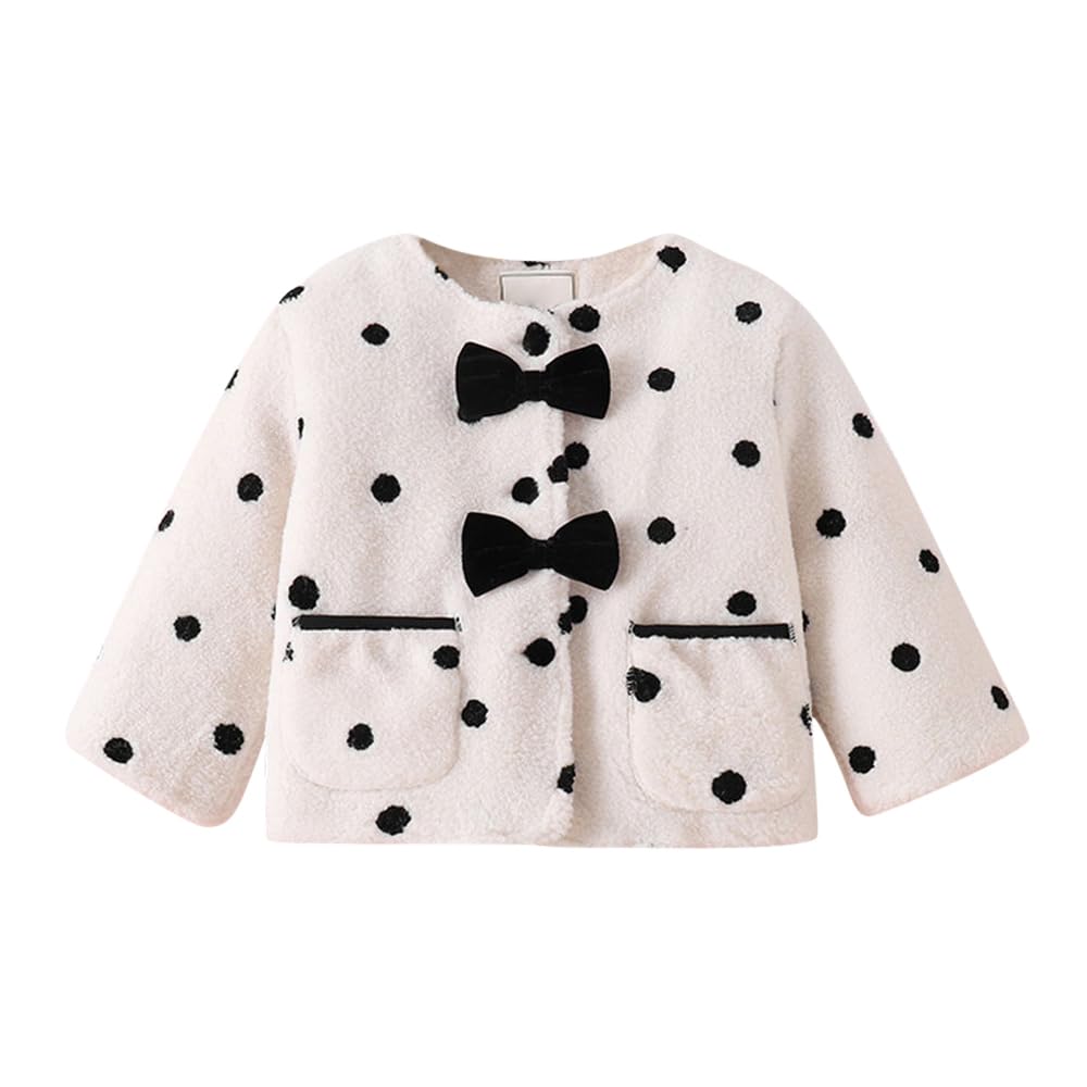 Hopscotch Girls Polyester Waist Length Jackets in White Color For Ages 5.5-6 Years