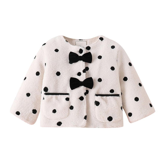 Hopscotch Girls Polyester Waist Length Jackets in White Color For Ages 5.5-6 Years