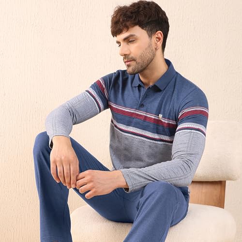 Sweet Dreams Men's Textured Printed Pyjama Set