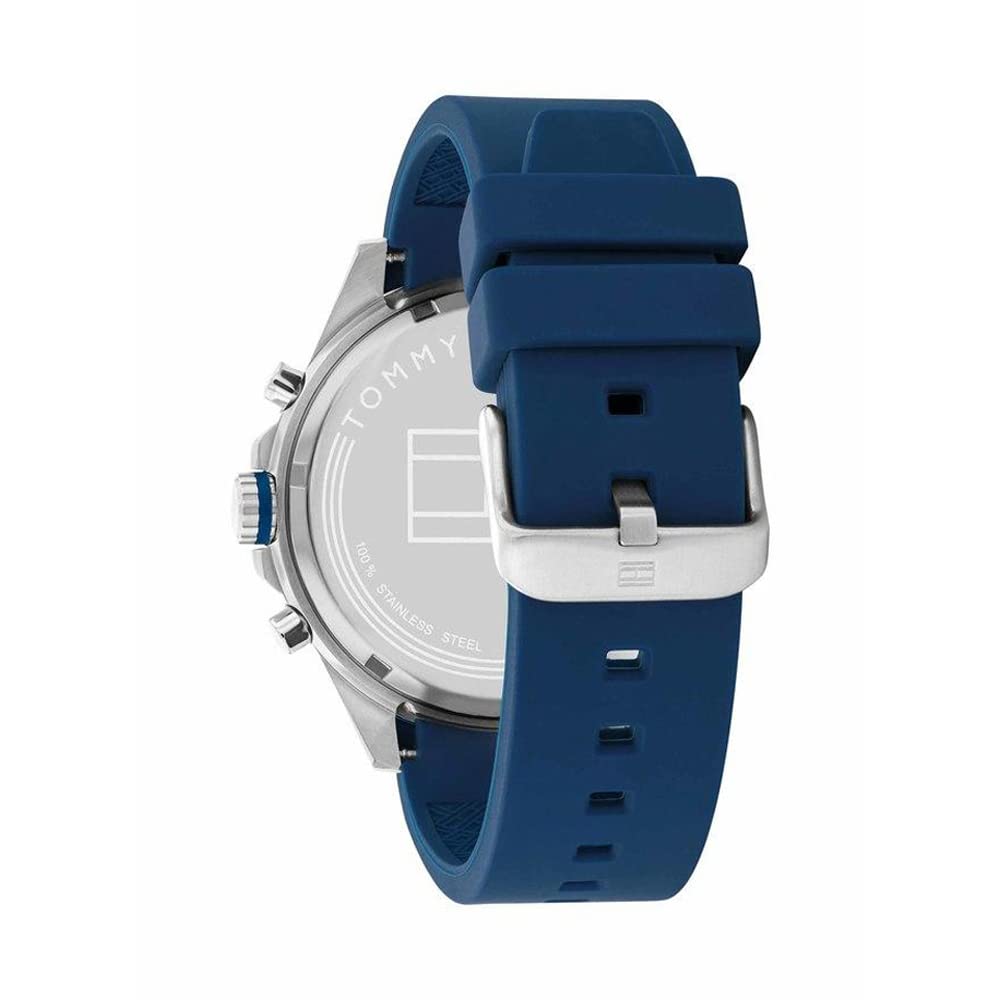 Tommy Hilfiger Mens 45 mm Max Blue Dial Silicone Analog Watch (WTOTH1791970)