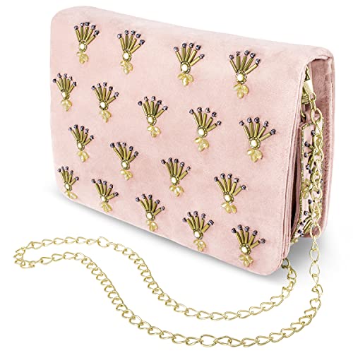 Peora Peach Clutch Purses for Women Handmade Evening Handbags Bridal Clutch(C86PCH)