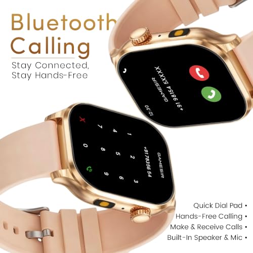 GameSir Sports Edge Smart Watch for Men & Women, 1.88" Full Touch Display, Bluetooth Calling, Fitness Tracking, Message Notifications, Android & iOS Compaatible - (Gold)