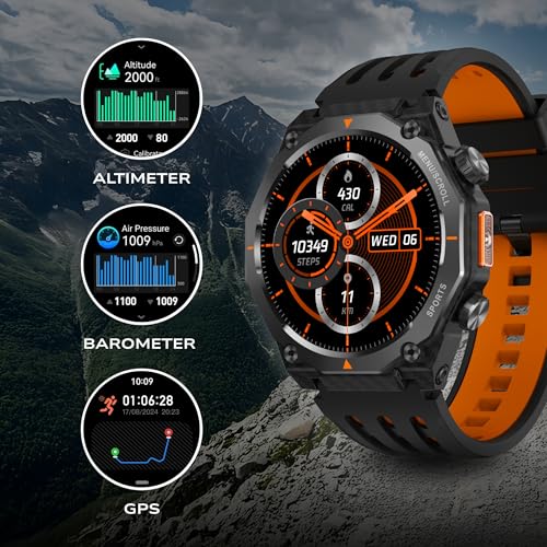 Fastrack Xtreme Adventure Smartwatch with 1.43” AMOLED Display, Dual Push Button, GPS, ABC, 1ATM, Inbuilt Torch, 100+ Multisports, Dual Tone Strap, BT Calling, HRM, SpO2 & Multiple Menu Styles - Black