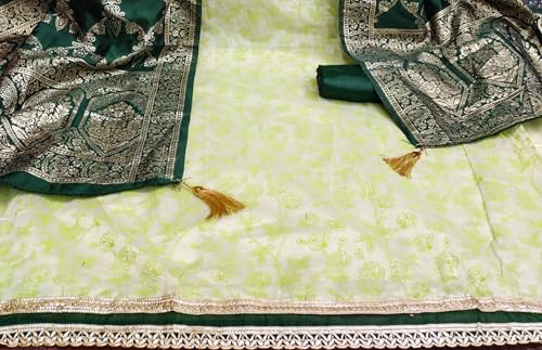 Leeli Peeri Designer Women's Chanderi Embroidery Work Unstitched Salwar Suit Dress Material