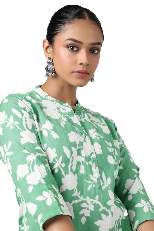 Soch Womens Green Cotton Flex Floral Print Tunic