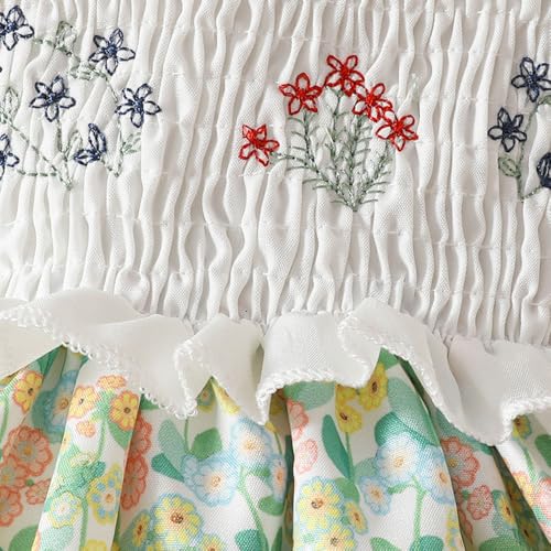 Hopscotch Girls Short Sleeves Floral Print White Color Casual Dresses (18-24 Months)