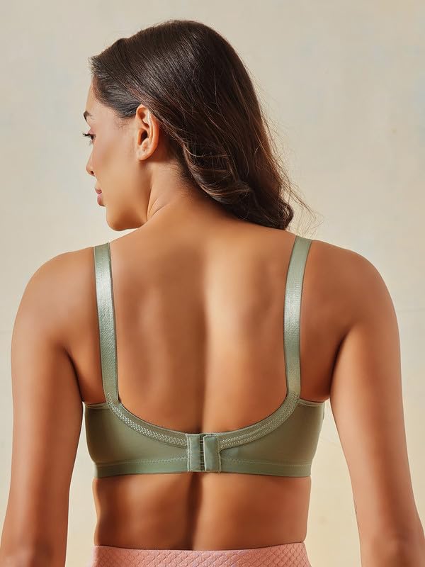 Clovia Women's Cotton Non-Padded Non-Wired Full Coverage Bra (BR2423P11_32B_Green)