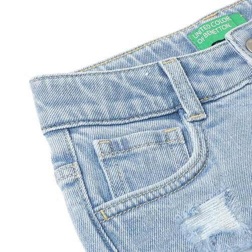 United Colors of Benetton Solid Regular Fit Heavy Damaging Denim Shorts