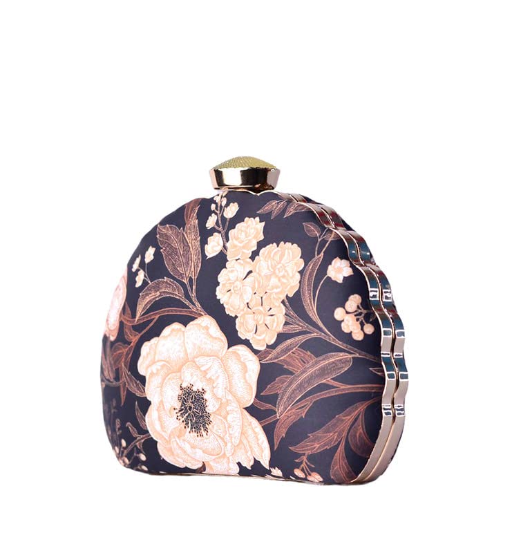 Artklim Bold Black Floral Printed Clutch