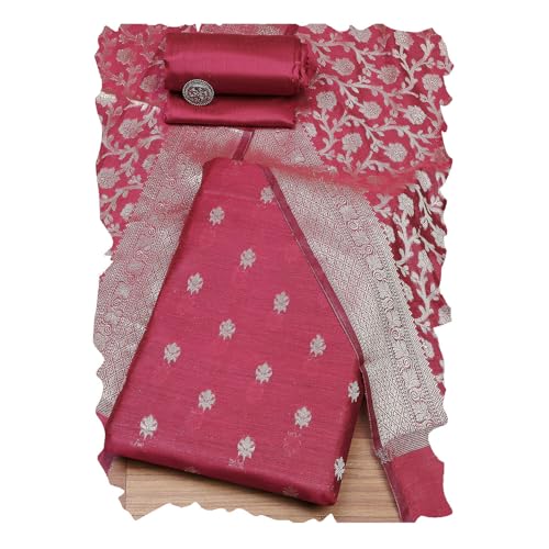 BIBA Women Pink Cotton Unstitched Suit Set_FREE SIZE