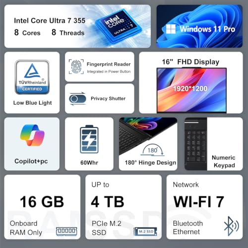 Lenovo ThinkPad T16 Gen 5 Intel Core Ultra 7 355 AI Business Laptop
