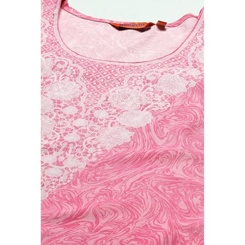 Rangriti Women Viscose Printed Kurta(RMMMARBLEL18147_Pink_M)