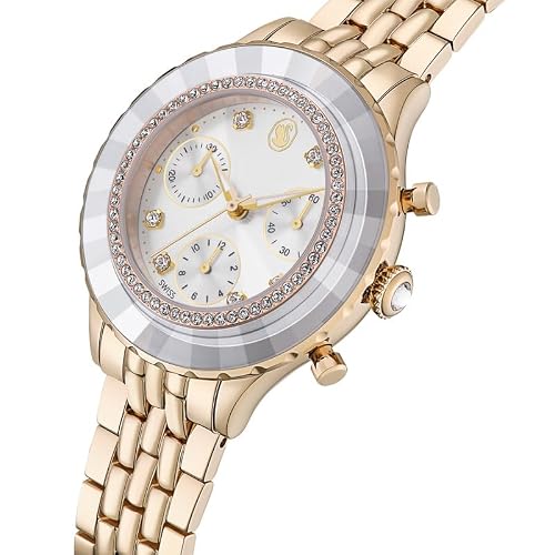 Swarovski Octea Chrono Watch, Swiss Made, Metal Bracelet, Gold Tone, Champagne Gold-Tone Finish