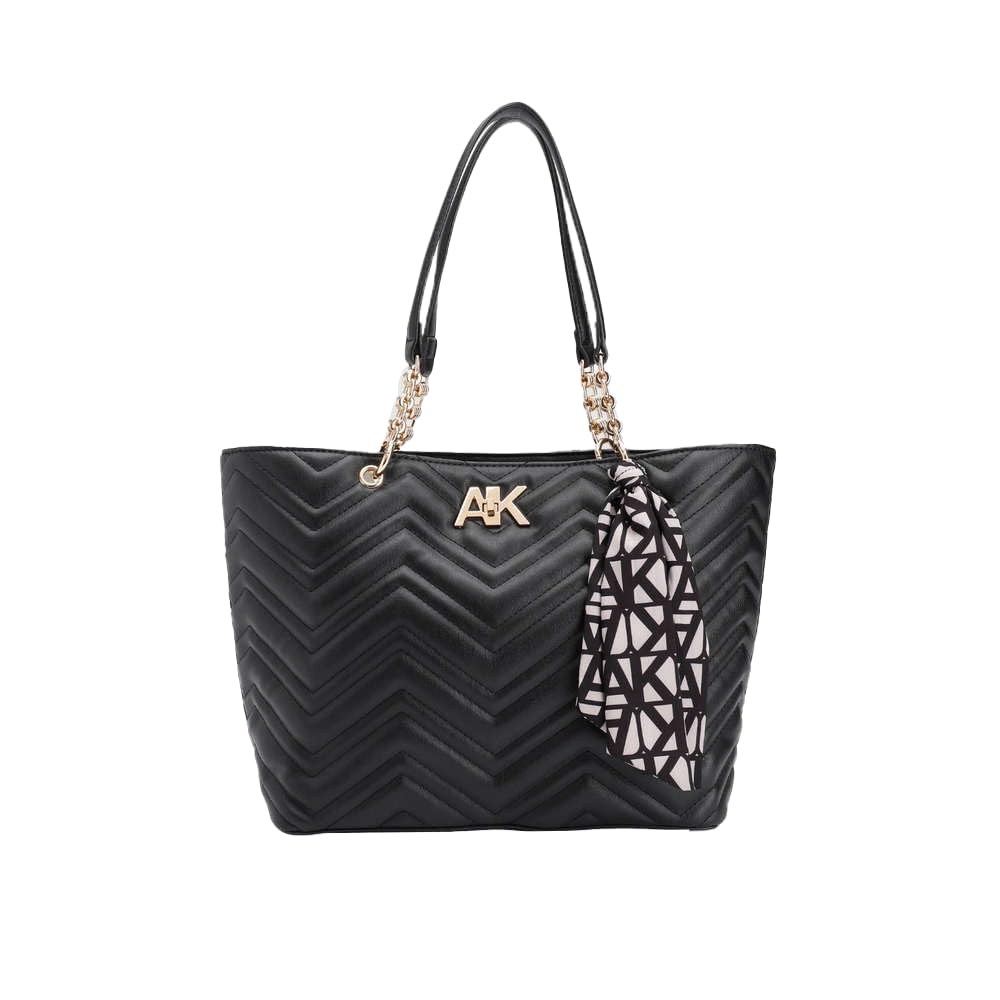 Anne Klein Faux Leather Zipper Closure Women's Tote Bag (Black, XL)