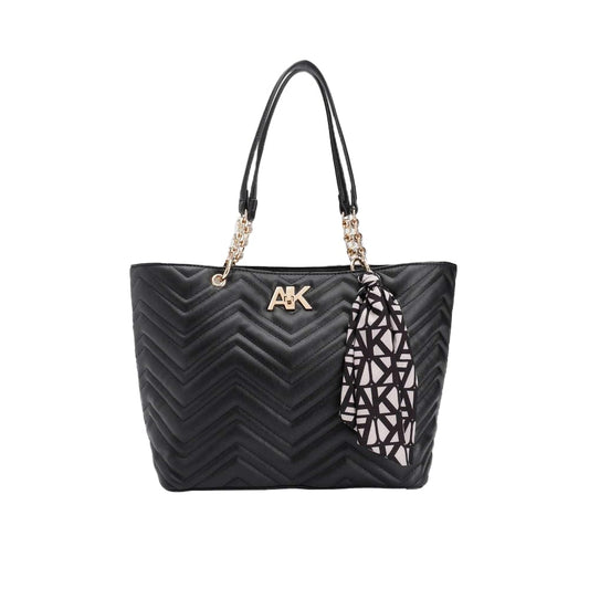 Anne Klein Faux Leather Zipper Closure Women's Tote Bag (Black, XL)