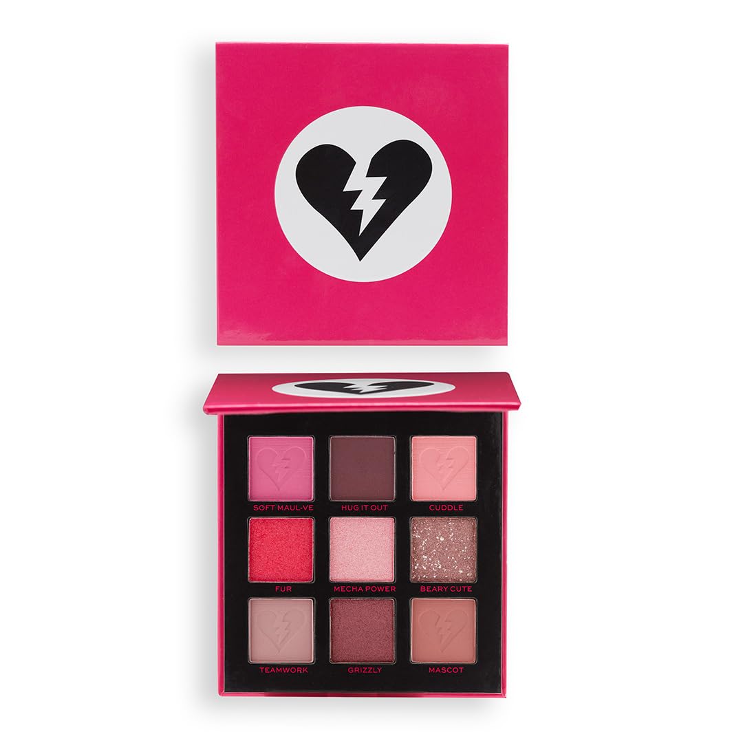 Makeup Revolution- X Fortnite-9 Pan Shadow Palette- Cuddle Team Leader | Unlock the cutest looks |Balance of bright mattes and berry-toned shimmers | Pigmented shades of soft & fluffy pinks | 9gm