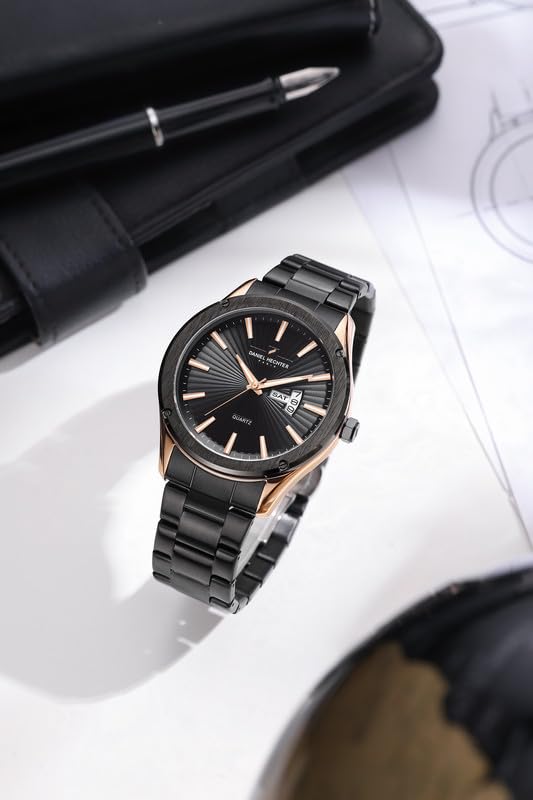 Daniel Hechter Paris Bastille Collection Analog Watch for Men with Round Dial, Stainless Steel Strap and Date Function-DHM1014
