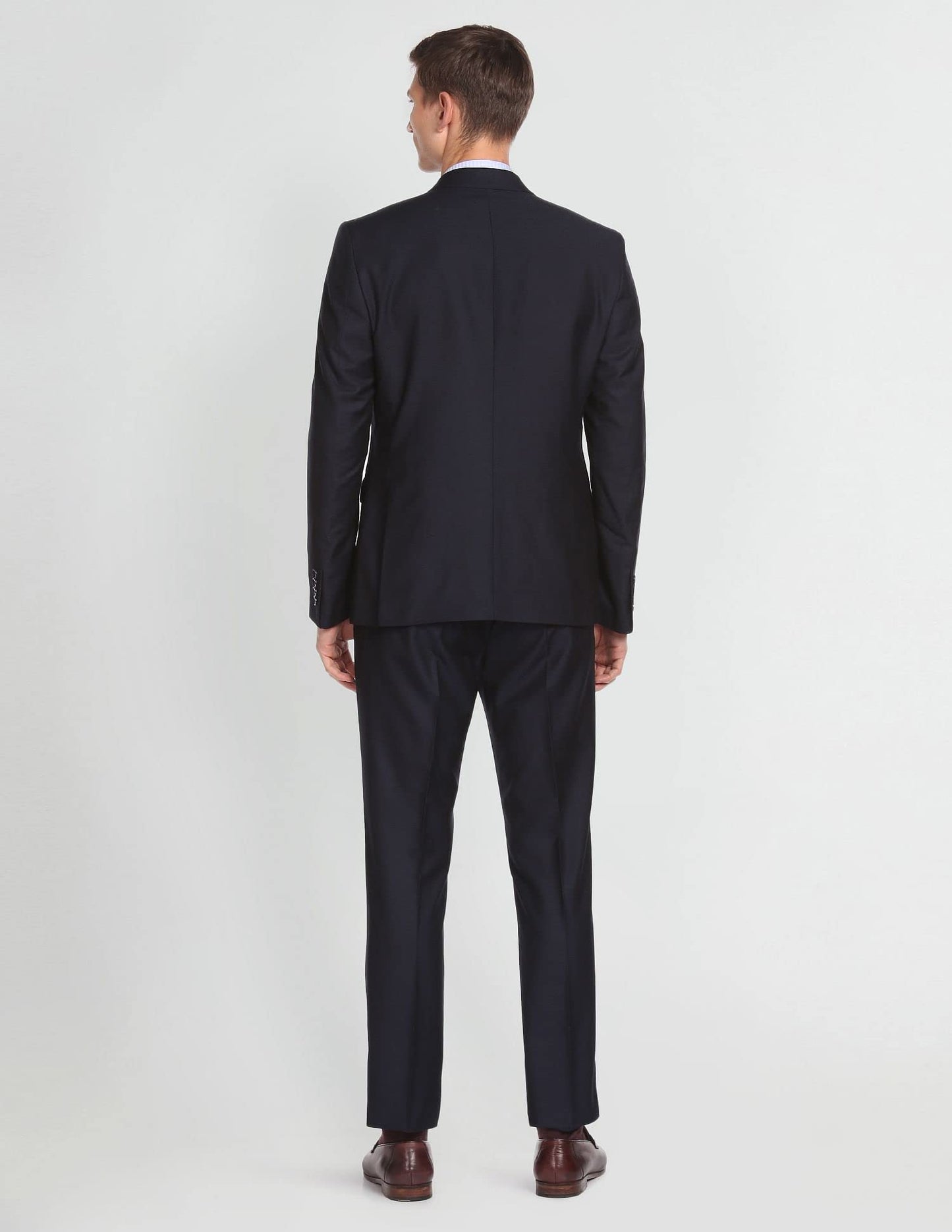 Arrow Men's Rayon Notch Lapel Collar Dobby Two Piece Suit (ARAFSU5514_Navy