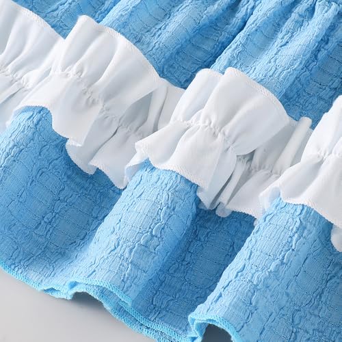 Hopscotch Girls Blue Full Sleeves Floral Applique A-line Dress for Age (6-7 Years)