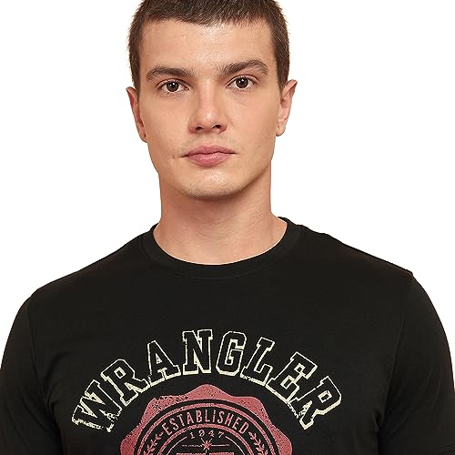 Wrangler Men's Regular Fit Shirt (WMTS006958_Black