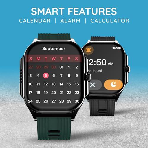 Pebble Alive 1.99" (5.05 cm) Amoled Display, Quick Notification, Always on Display, BT Calling, Health Suite, Mutisports Mode, Father Touch, Multiple Watch Faces, AI Voice Assistance - Forest Green